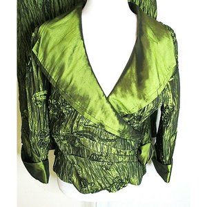 VTG! VICTOR COSTA Chartreuse 2 pc Women's Crinkle Evening Gown/Dress/Suit SZ 8